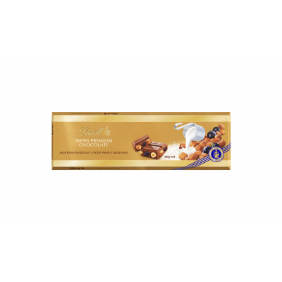 Chocolate Lindt Leche Avellana Pasas 300g