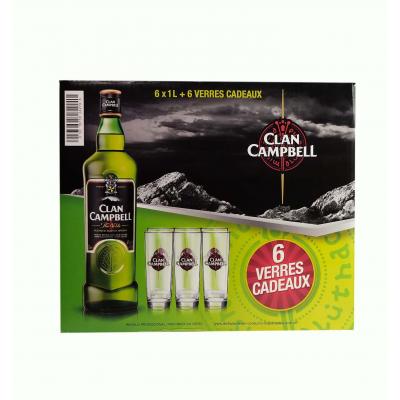 Whisky Clan Campbell+6 Vasos 1 L 40º