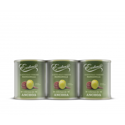 Aceituna Excelencia Rellena Anchoa Pack-3