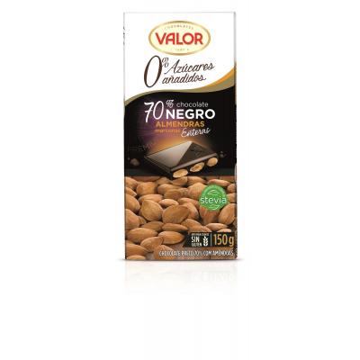 Chocolate Valor Negro 70% Almendra Sin Azucar 150g