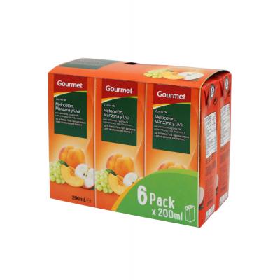 Zumo Gourmet Melocoton/Uva 200ml Pack-6