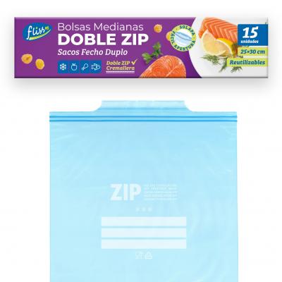 Bolsa Fliss Doble Zip Congelacion Med 15u
