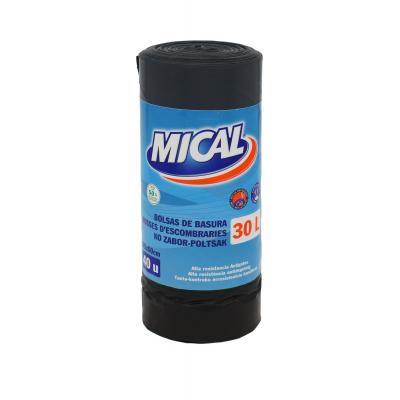 Bolsa Basura Mical Negra Cierre Facil 30l 40u