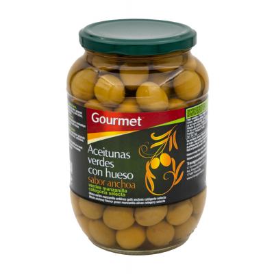 Aceituna Gourmet Manzanilla Sabor Anchoa Con Hueso Frasco 500g