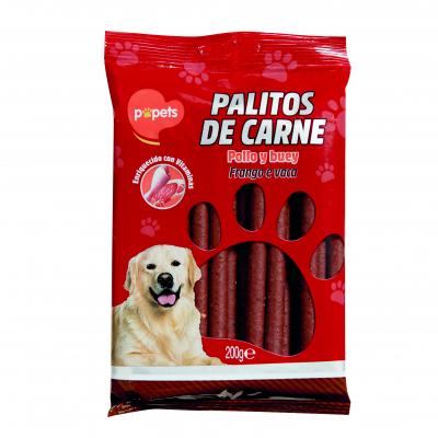 Snack Popets Perro Palitos Carne 200g